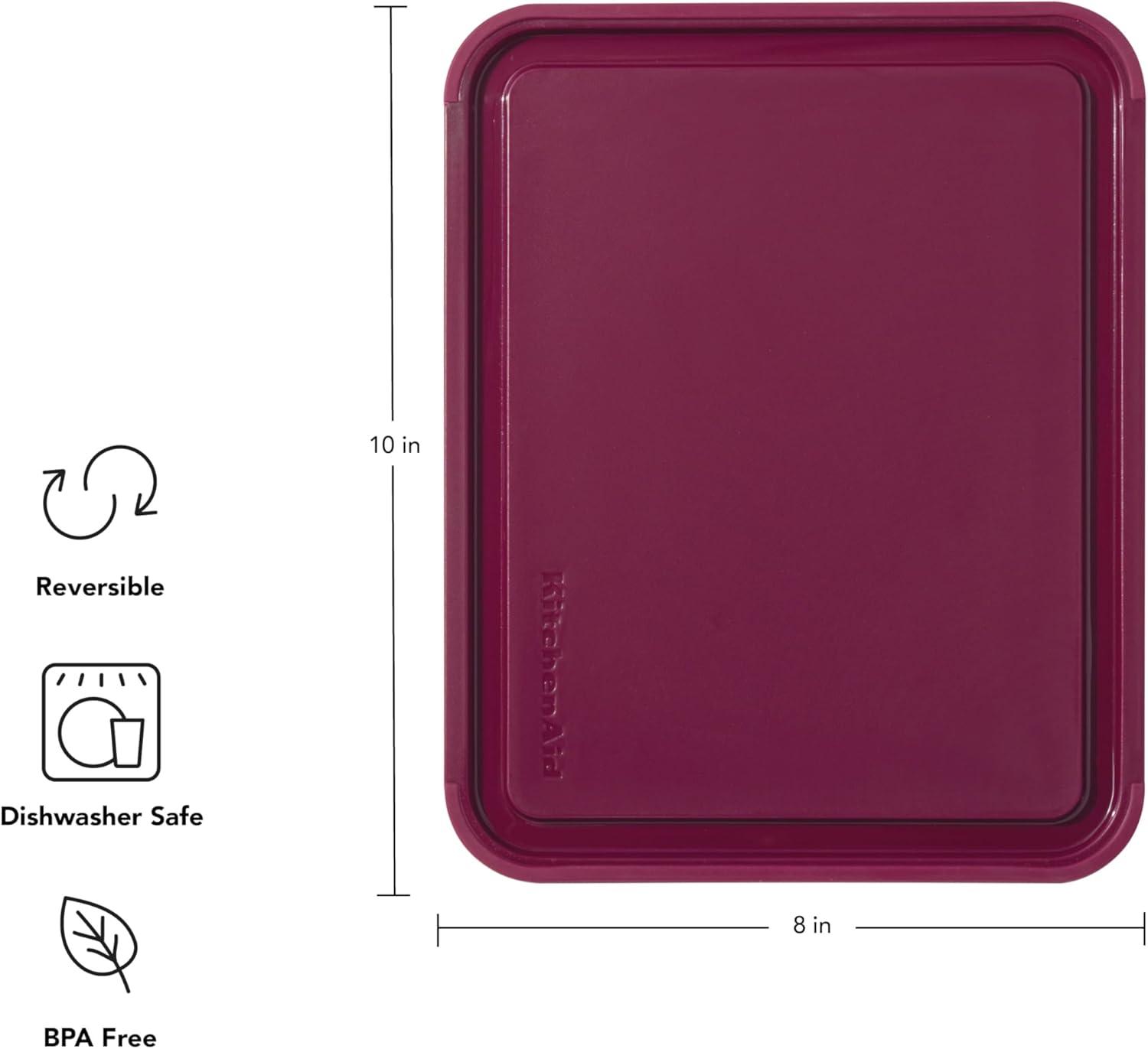 imageKitchenAid Classic Plastic Cutting Board with Perimeter Trench and Non Slip Edges Dishwasher Safe 8 x 10 inch Scorched OrangeBeetroot
