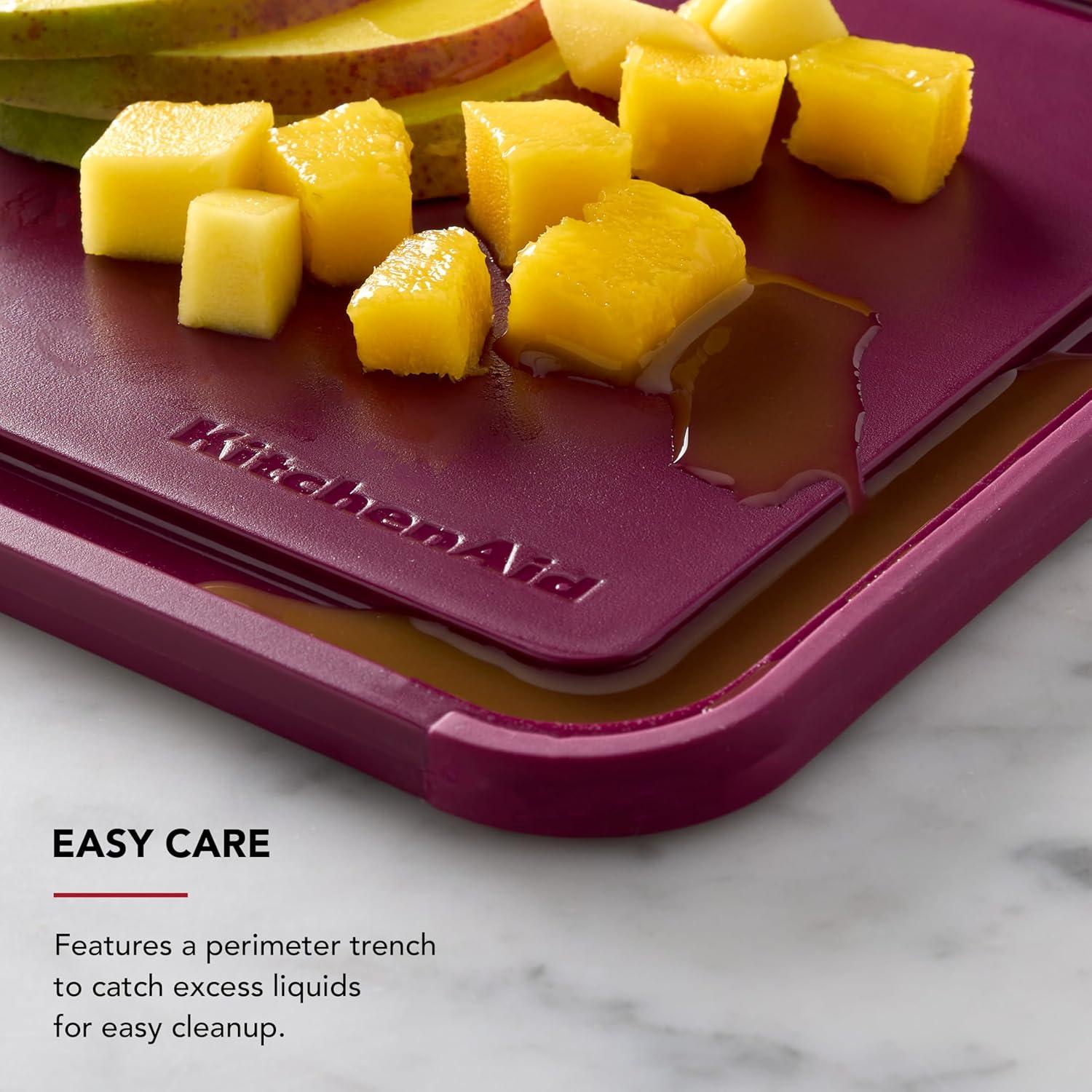 imageKitchenAid Classic Plastic Cutting Board with Perimeter Trench and Non Slip Edges Dishwasher Safe 8 x 10 inch Scorched OrangeBeetroot