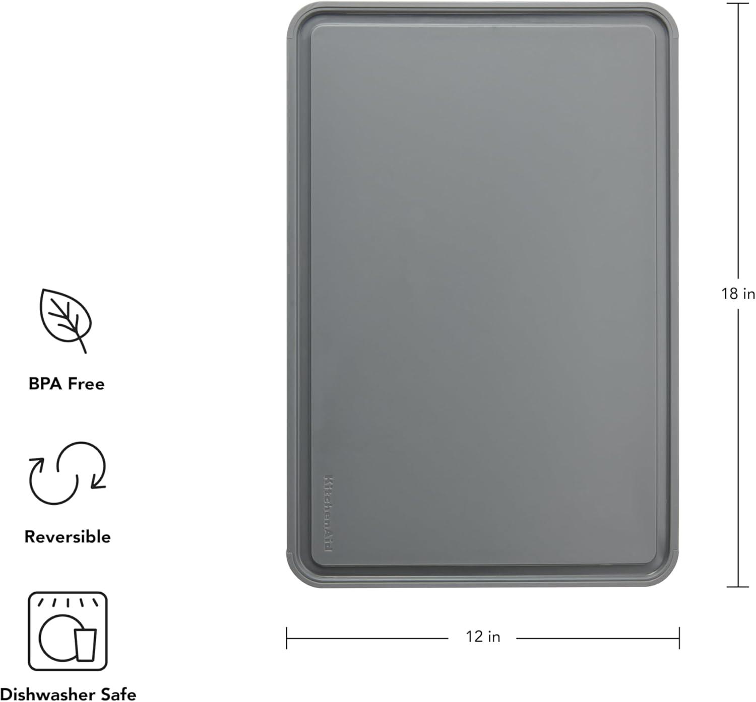 imageKitchenAid Classic Plastic Cutting Board with Perimeter Trench and Non Slip Edges Dishwasher Safe 8 x 10 inch Scorched OrangeGray