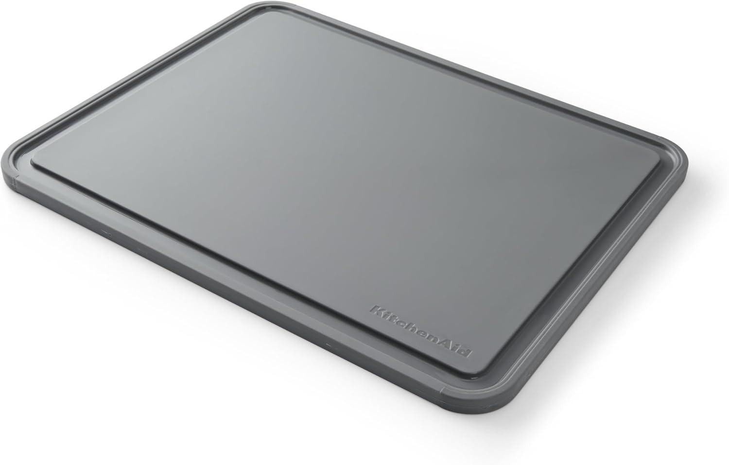 imageKitchenAid Classic Plastic Cutting Board with Perimeter Trench and Non Slip Edges Dishwasher Safe 8 x 10 inch Scorched OrangeGray