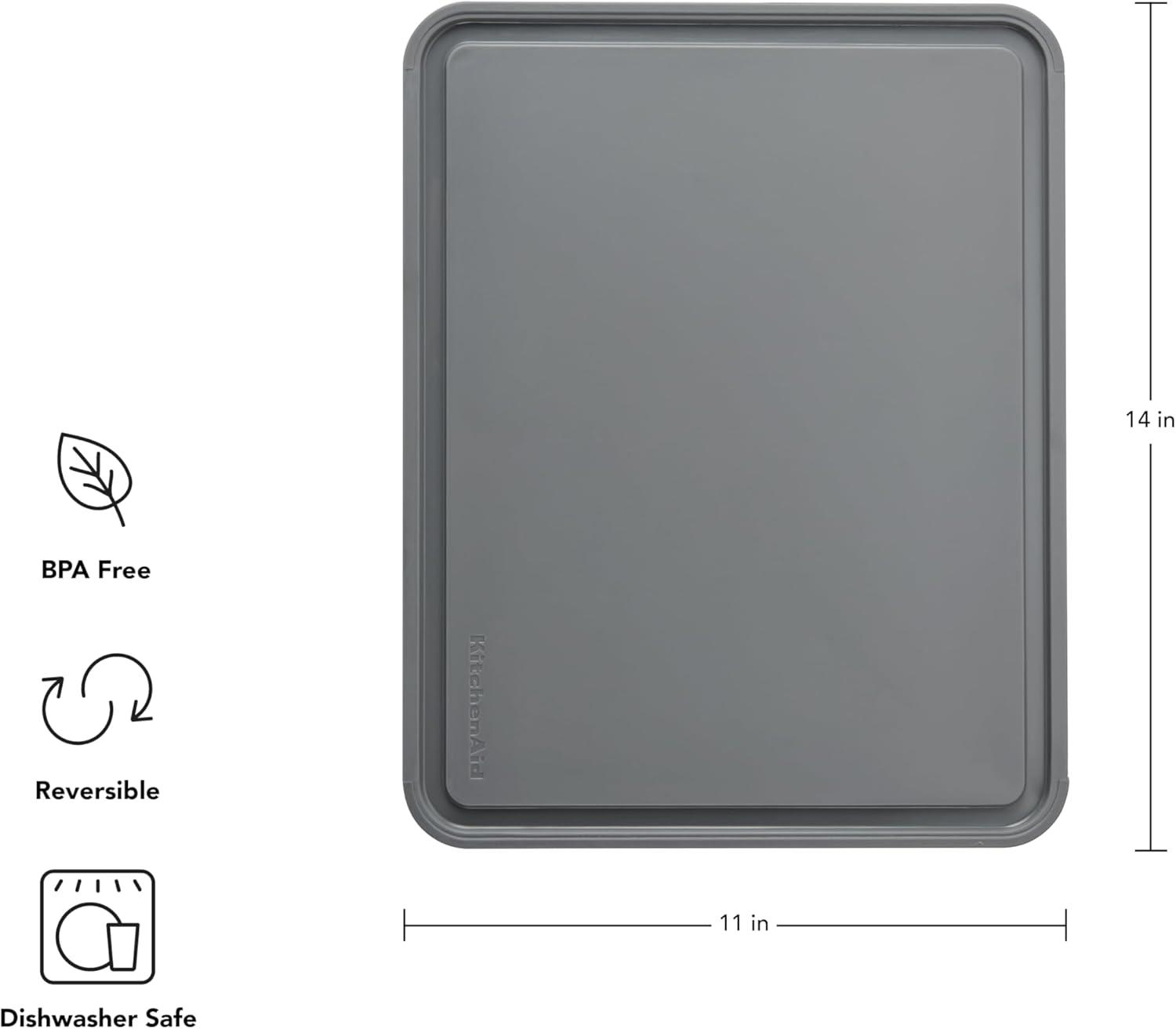 imageKitchenAid Classic Plastic Cutting Board with Perimeter Trench and Non Slip Edges Dishwasher Safe 8 x 10 inch Scorched OrangeGray