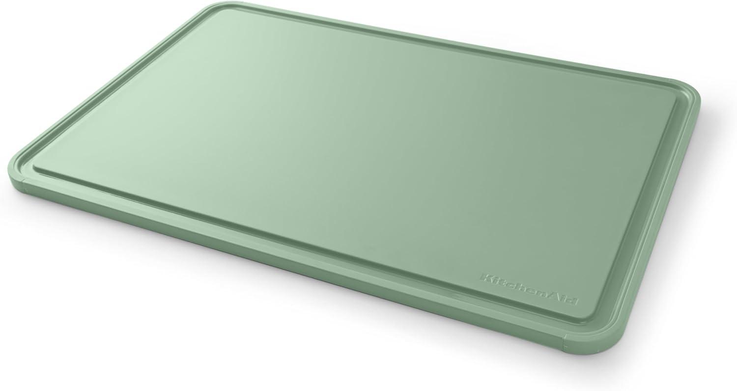 imageKitchenAid Classic Plastic Cutting Board with Perimeter Trench and Non Slip Edges Dishwasher Safe 8 x 10 inch Scorched OrangeGreen