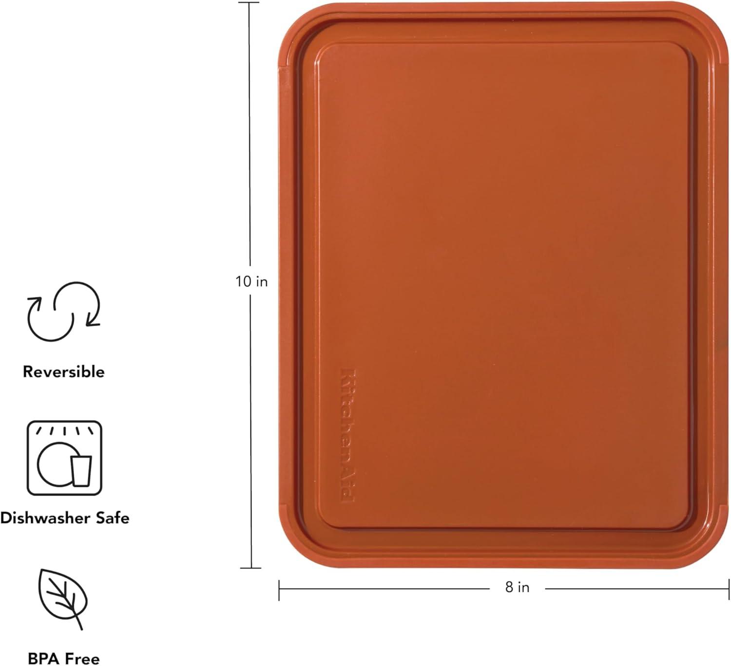 imageKitchenAid Classic Plastic Cutting Board with Perimeter Trench and Non Slip Edges Dishwasher Safe 8 x 10 inch Scorched OrangeScorched Orange