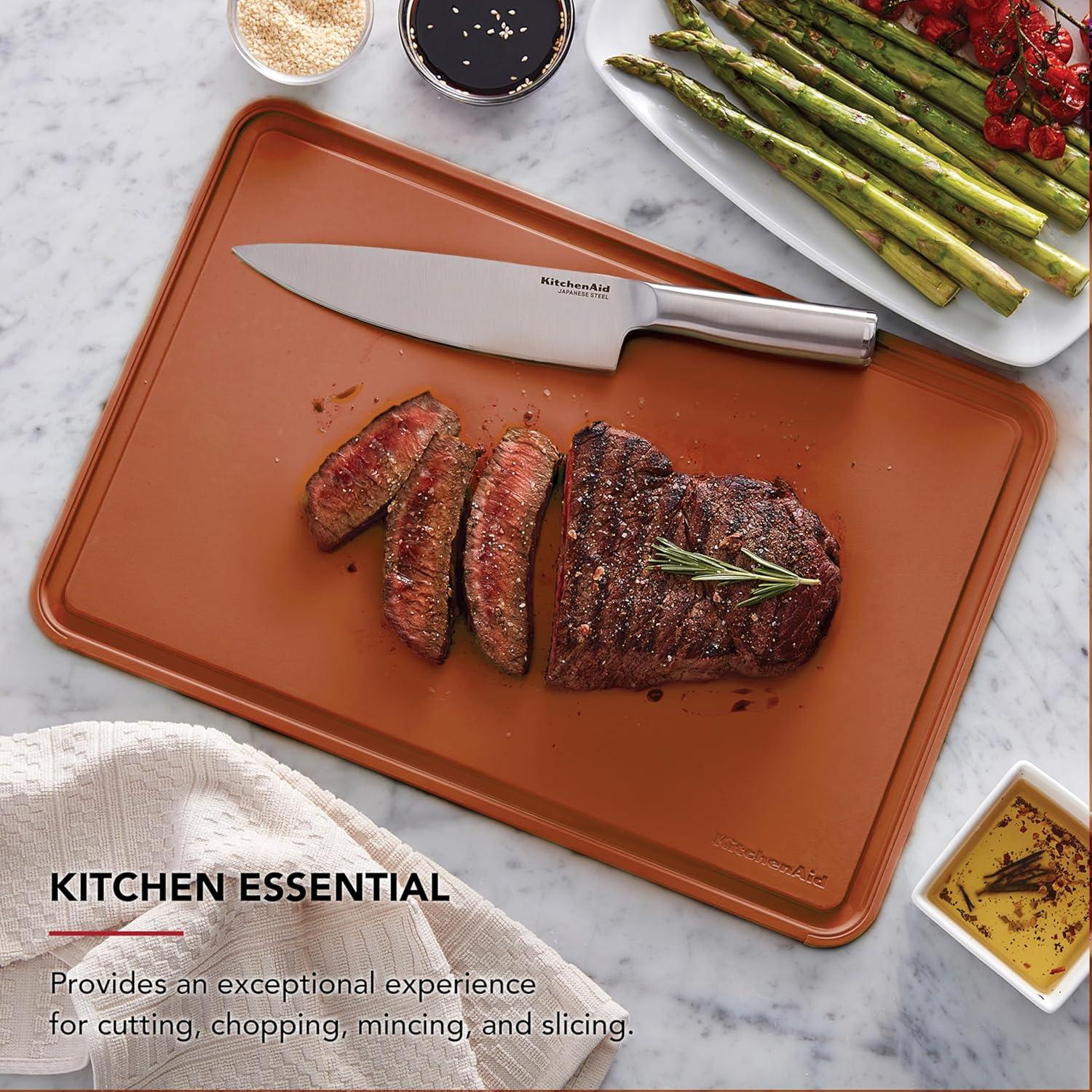 imageKitchenAid Classic Plastic Cutting Board with Perimeter Trench and Non Slip Edges Dishwasher Safe 8 x 10 inch Scorched OrangeScorched Orange