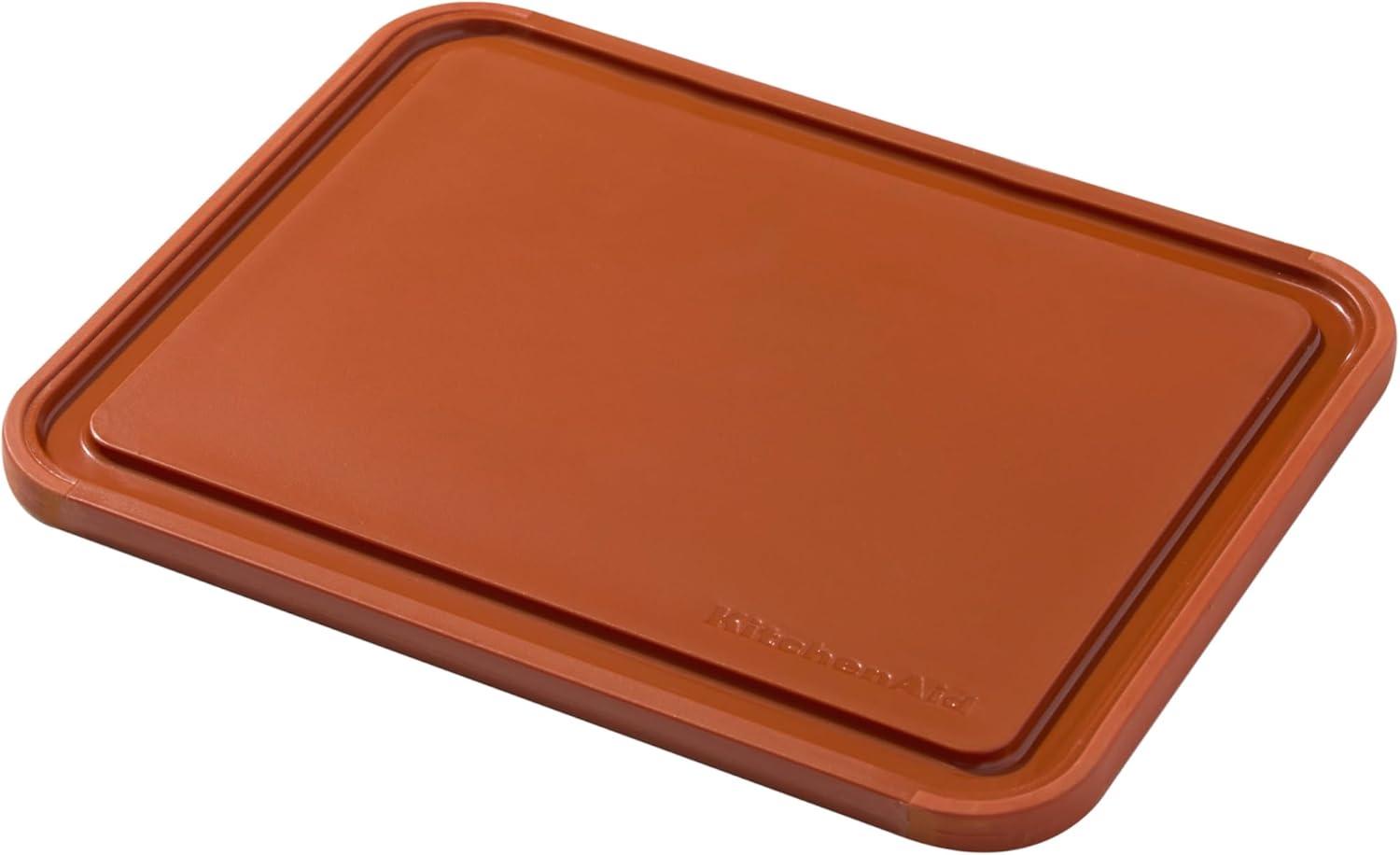 imageKitchenAid Classic Plastic Cutting Board with Perimeter Trench and Non Slip Edges Dishwasher Safe 8 x 10 inch Scorched OrangeScorched Orange
