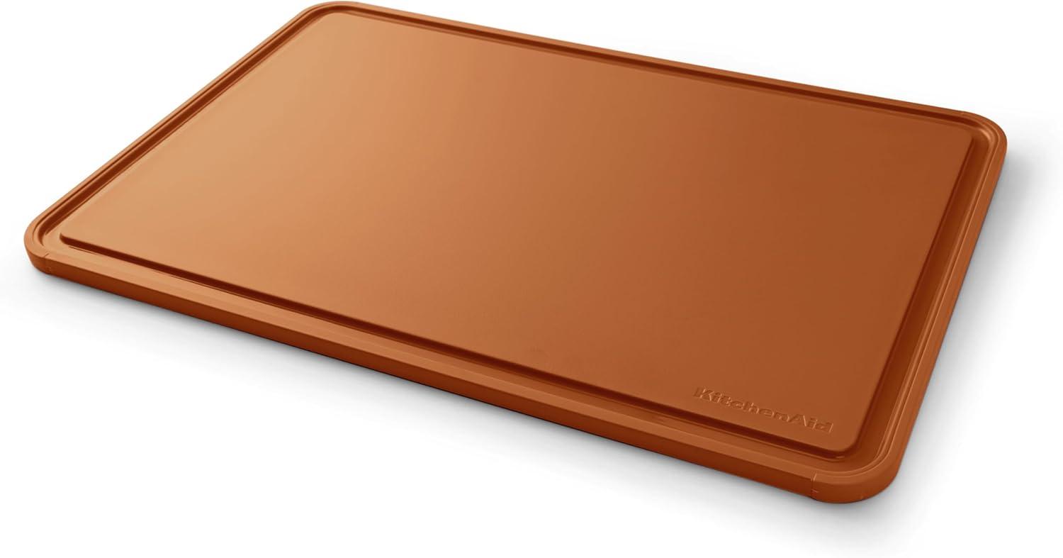 imageKitchenAid Classic Plastic Cutting Board with Perimeter Trench and Non Slip Edges Dishwasher Safe 8 x 10 inch Scorched OrangeScorched Orange