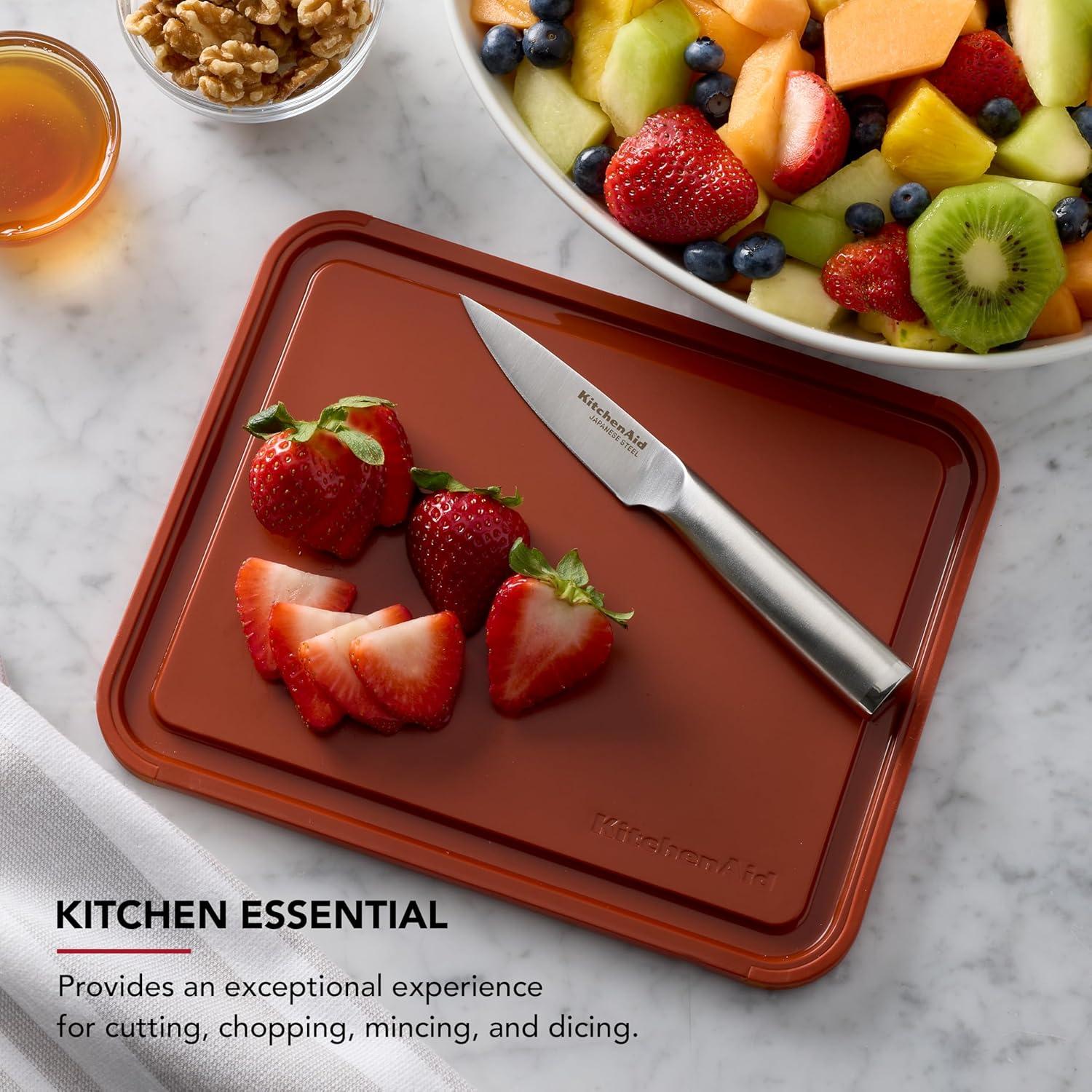 imageKitchenAid Classic Plastic Cutting Board with Perimeter Trench and Non Slip Edges Dishwasher Safe 8 x 10 inch Scorched OrangeScorched Orange