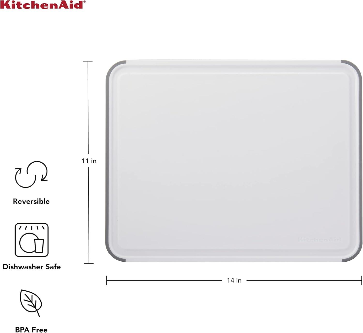 imageKitchenAid Classic Plastic Cutting Board with Perimeter Trench and Non Slip Edges Dishwasher Safe 8 x 10 inch Scorched OrangeWhite and Gray