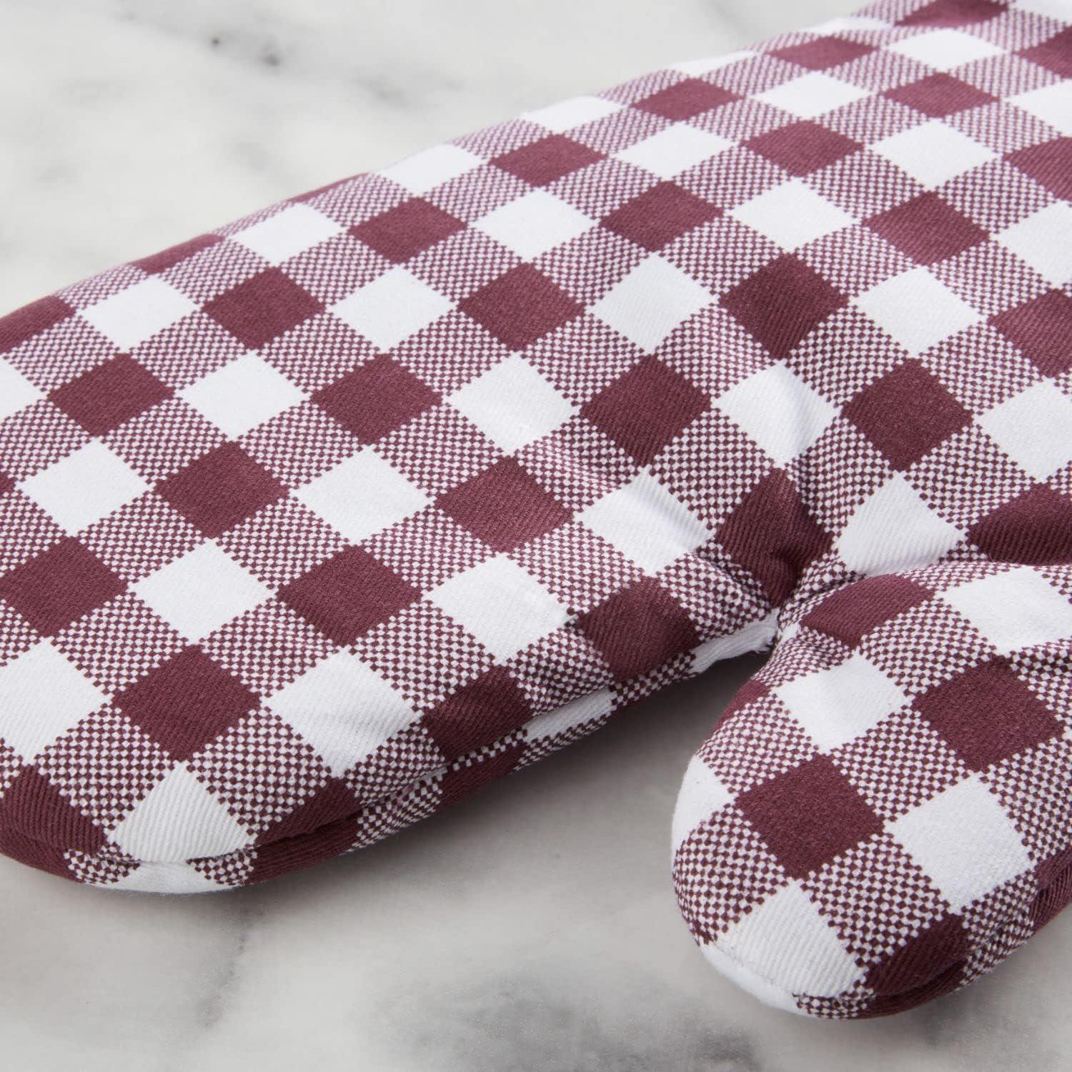imageKitchenAid Gingham Oven Mitt 2Pack Set Aqua Sky 7quotx13quotBeet