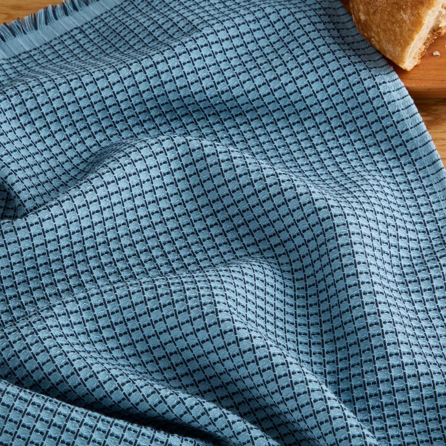 imageKitchenAid Gourmet Series Gridlines Kitchen Towels 3Pack Set 100 Cotton Absorbent Passion Red 18quotx28quotBlue Velvet