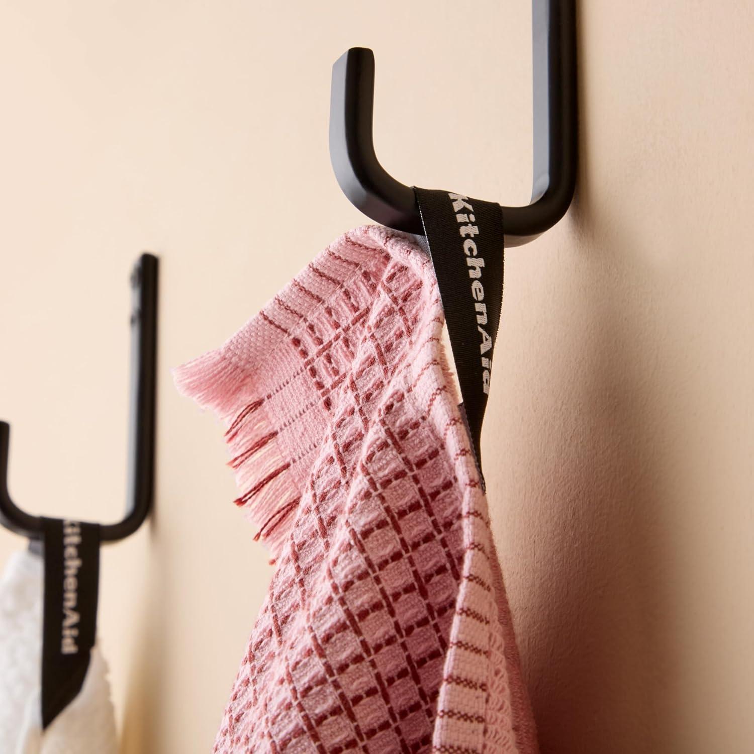 imageKitchenAid Gourmet Series Gridlines Kitchen Towels 3Pack Set 100 Cotton Absorbent Passion Red 18quotx28quotDried Rose