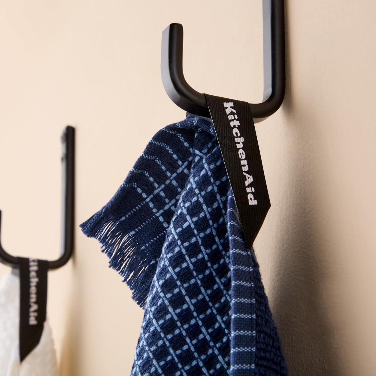 imageKitchenAid Gourmet Series Gridlines Kitchen Towels 3Pack Set 100 Cotton Absorbent Passion Red 18quotx28quotInk Blue