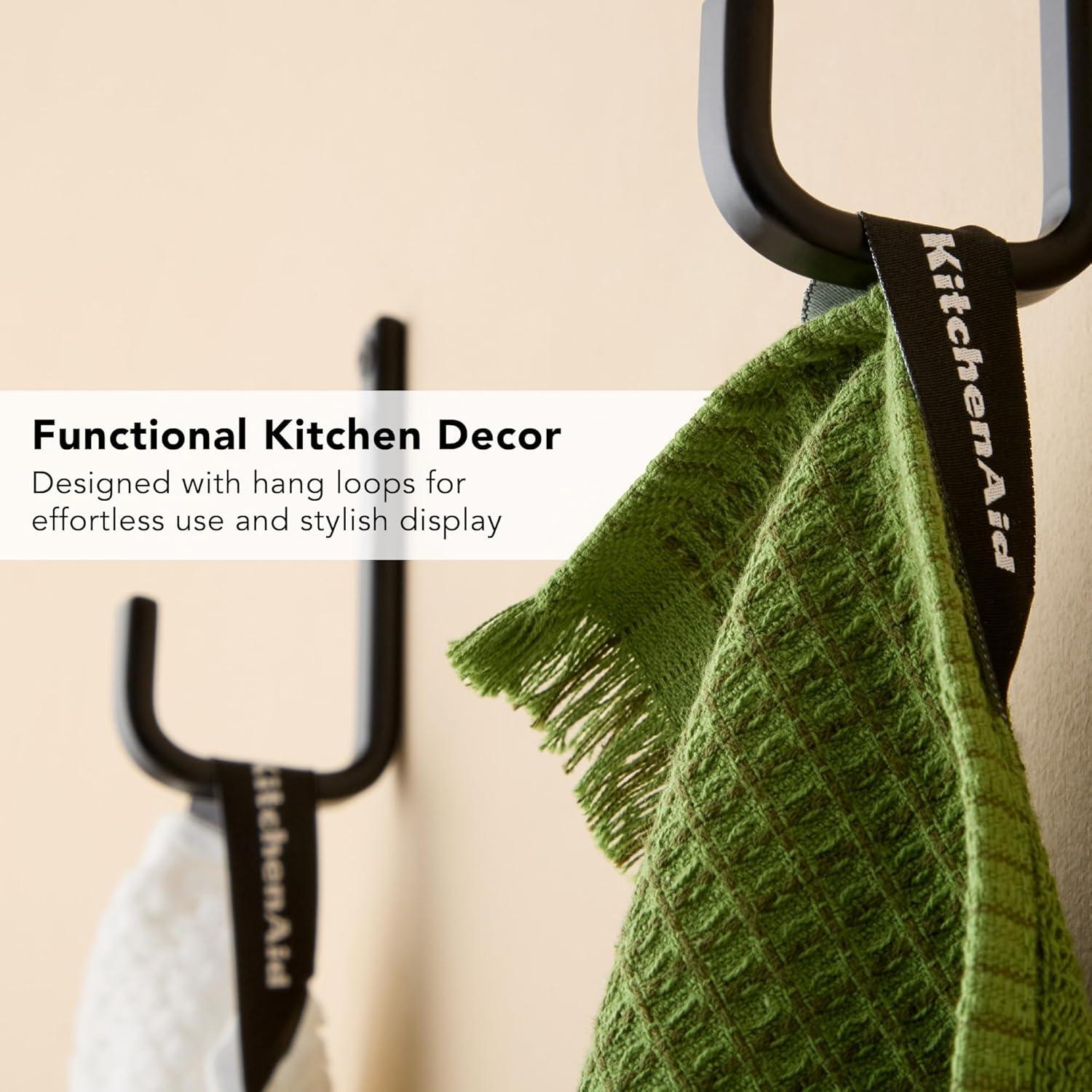 imageKitchenAid Gourmet Series Gridlines Kitchen Towels 3Pack Set 100 Cotton Absorbent Passion Red 18quotx28quotMatcha Green