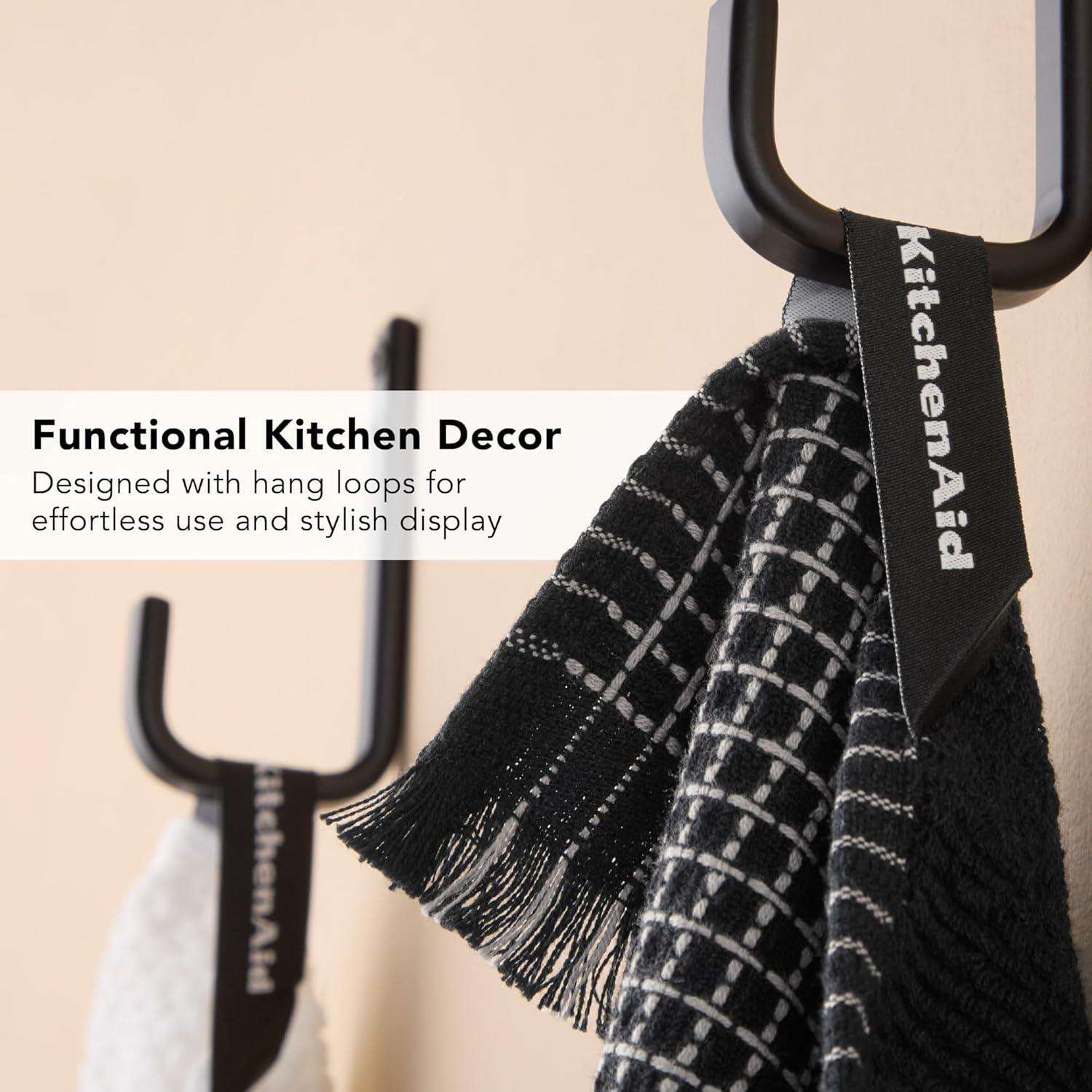 imageKitchenAid Gourmet Series Gridlines Kitchen Towels 3Pack Set 100 Cotton Absorbent Passion Red 18quotx28quotMatte Black