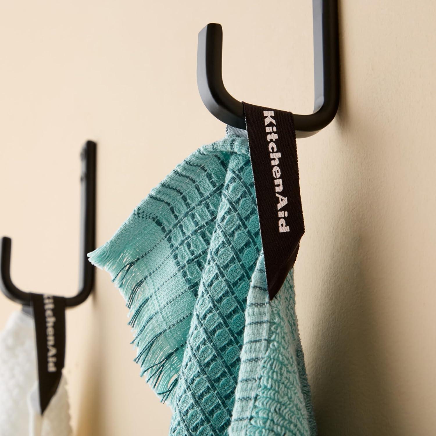 imageKitchenAid Gourmet Series Gridlines Kitchen Towels 3Pack Set 100 Cotton Absorbent Passion Red 18quotx28quotMineral Water Aqua