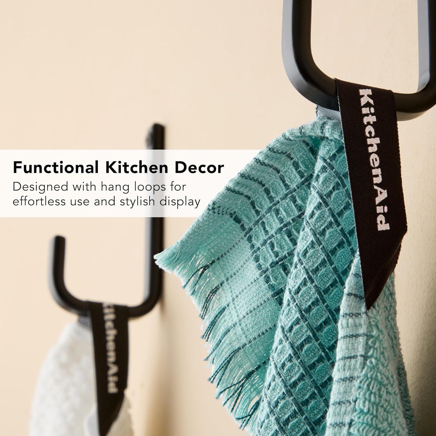 imageKitchenAid Gourmet Series Gridlines Kitchen Towels 3Pack Set 100 Cotton Absorbent Passion Red 18quotx28quotMineral Water Aqua