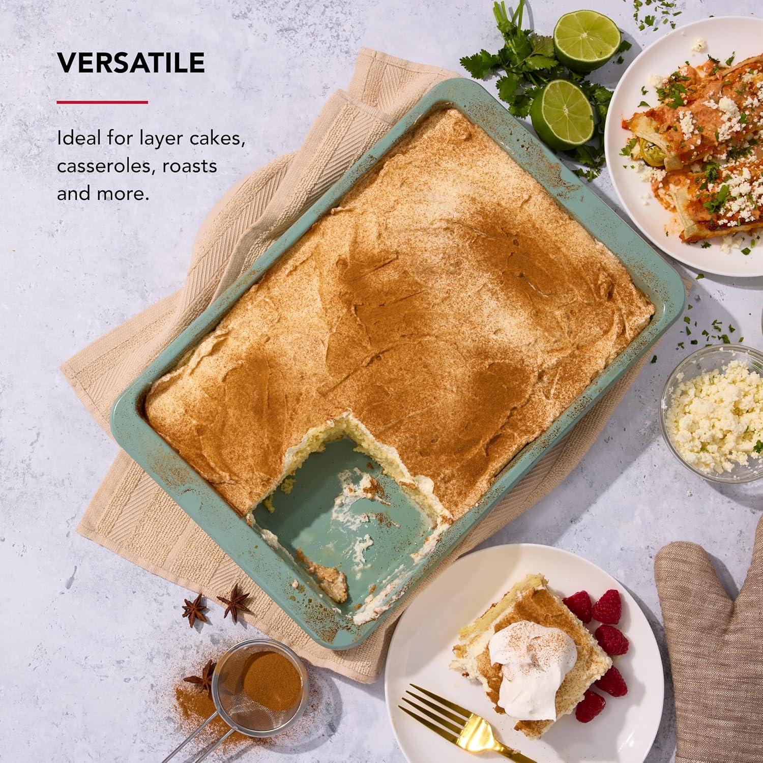 imageKitchenAid Nonstick Swiss Engineered Aluminized Steel Cake Pan Dishwasher Safe Pistachio 9 x 13 InchCardamom