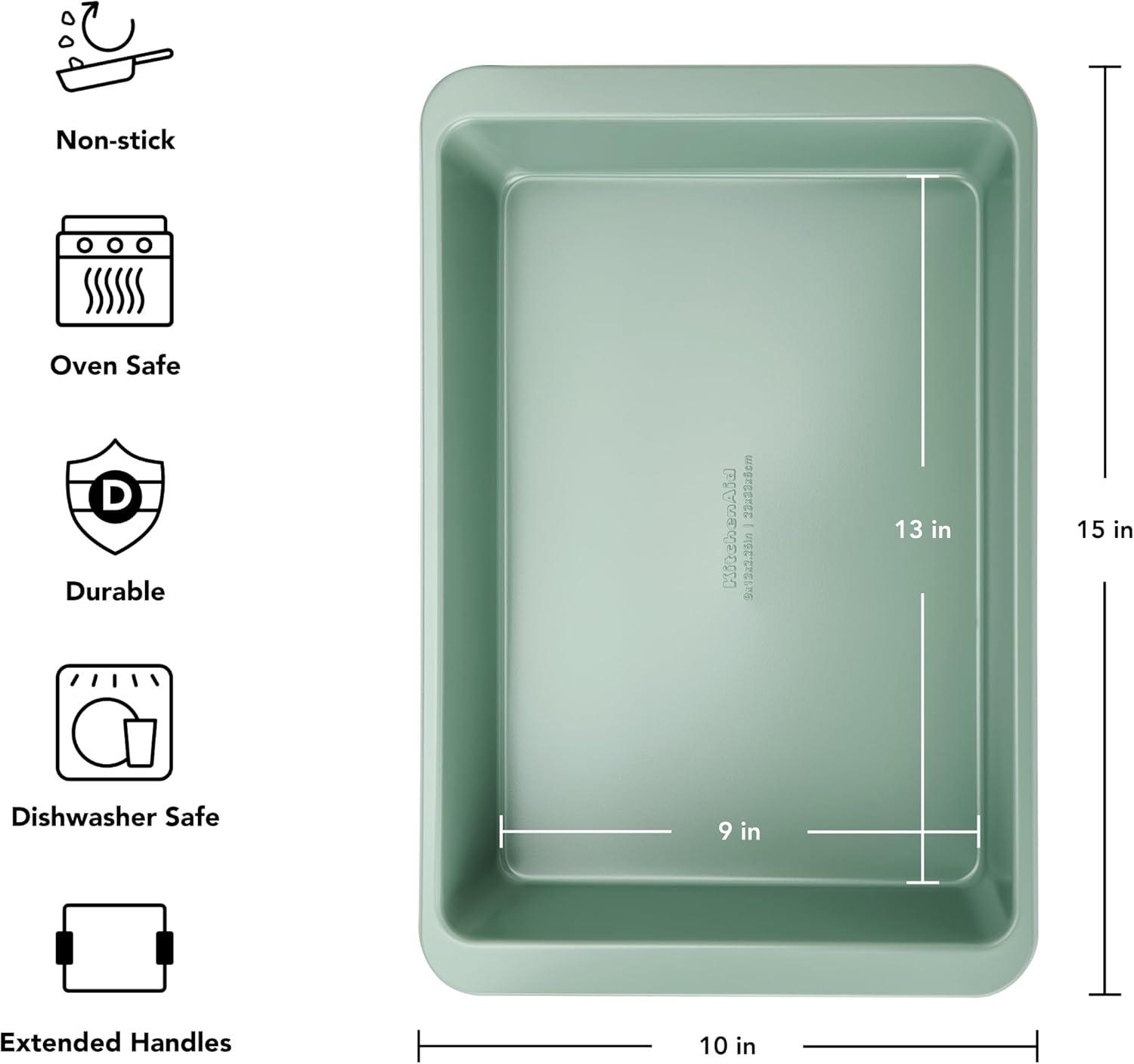 imageKitchenAid Nonstick Swiss Engineered Aluminized Steel Cake Pan Dishwasher Safe Pistachio 9 x 13 InchCardamom