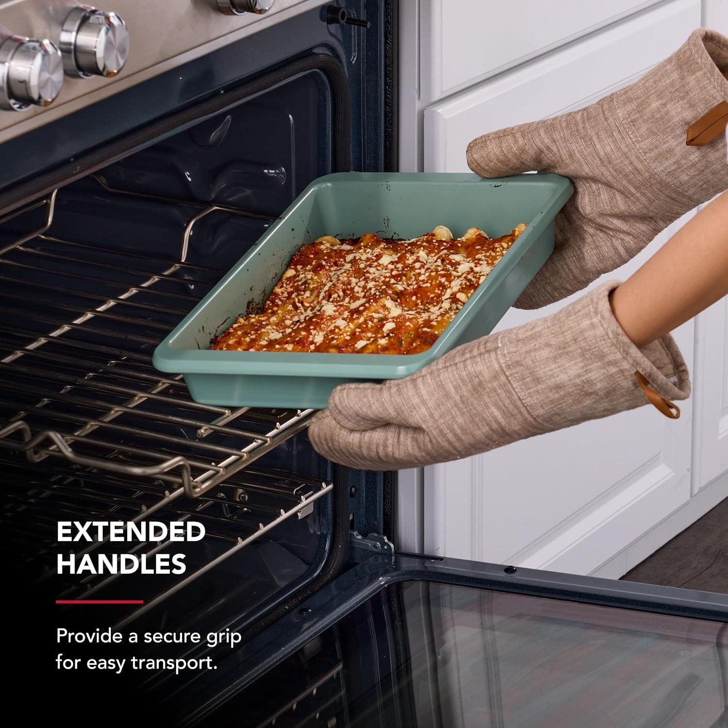 imageKitchenAid Nonstick Swiss Engineered Aluminized Steel Cake Pan Dishwasher Safe Pistachio 9 x 13 InchCardamom