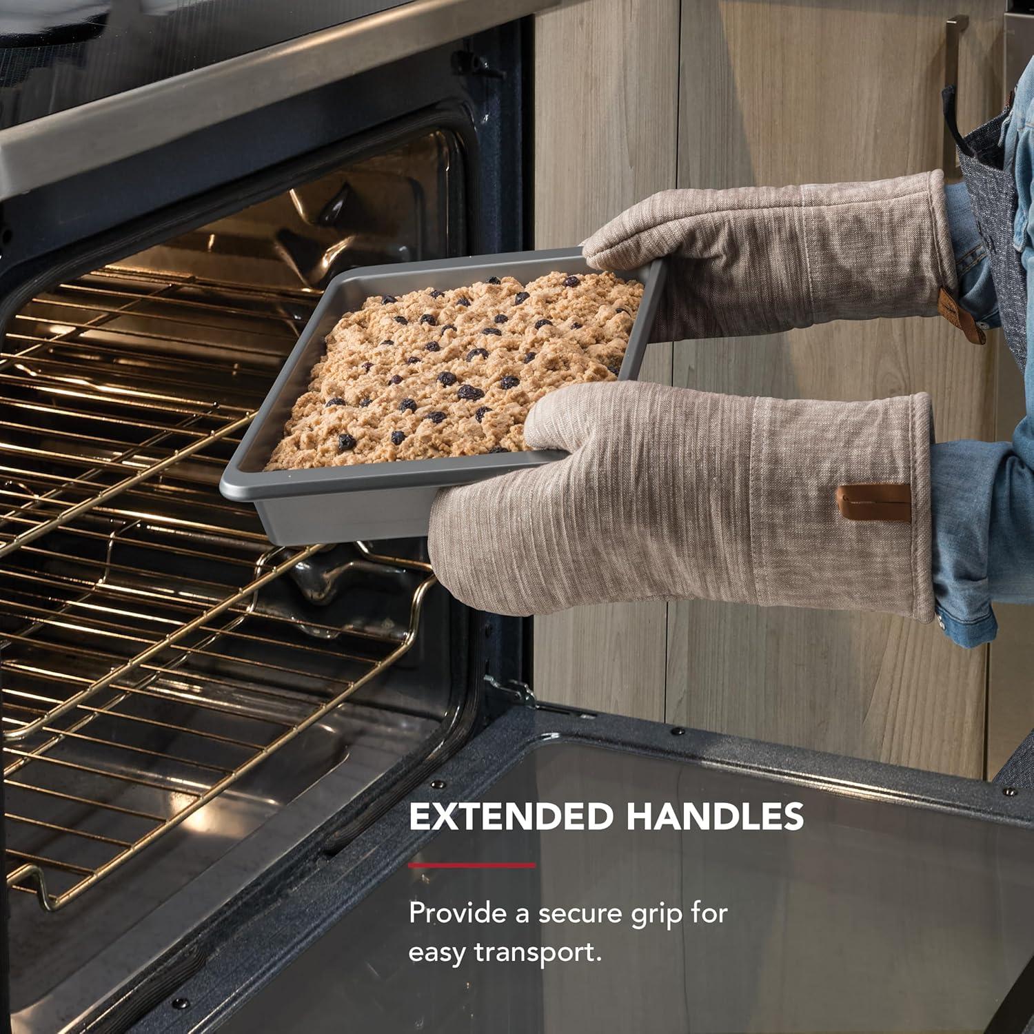 imageKitchenAid Nonstick Swiss Engineered Aluminized Steel Cake Pan Dishwasher Safe Pistachio 9 x 13 InchContour Silver