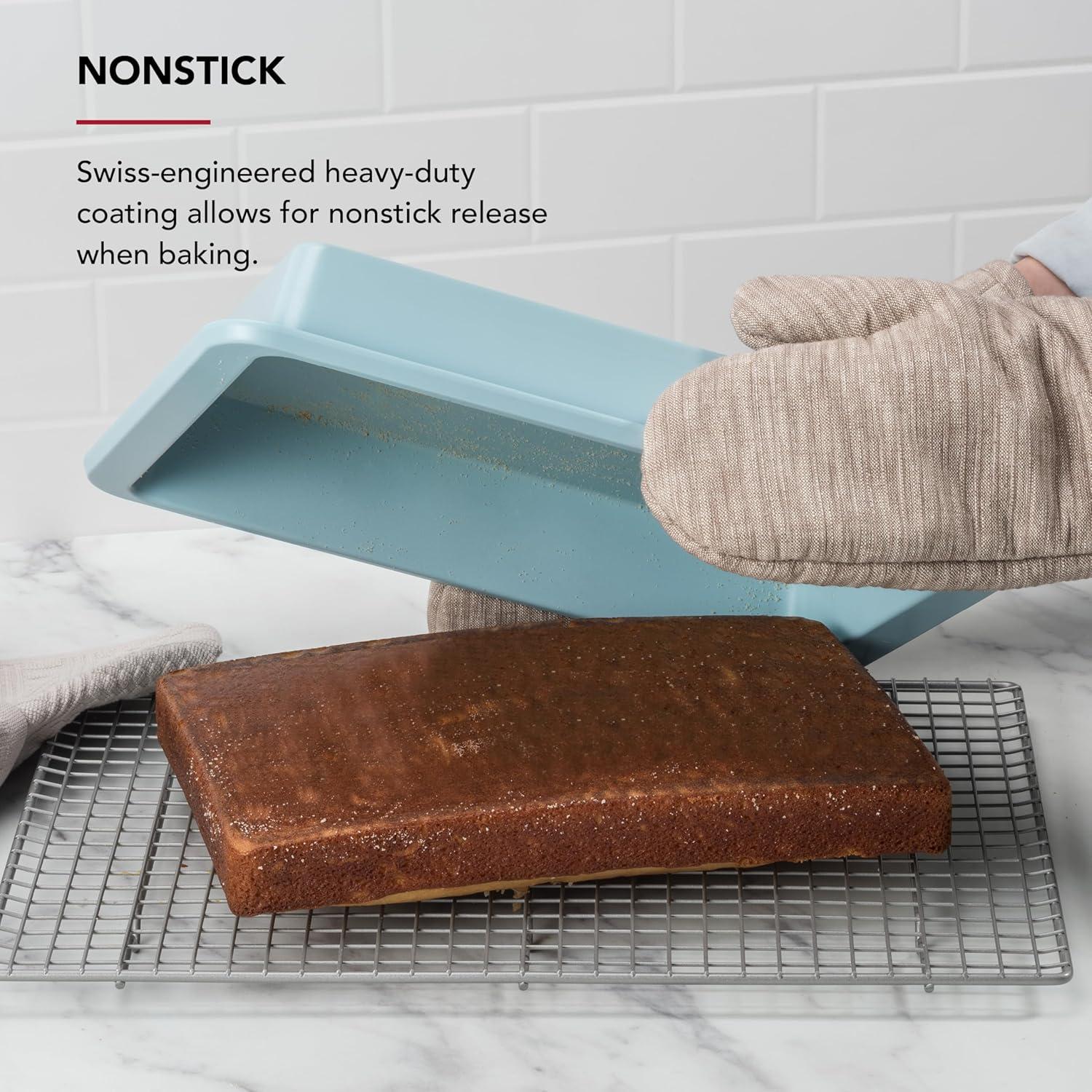 imageKitchenAid Nonstick Swiss Engineered Aluminized Steel Cake Pan Dishwasher Safe Pistachio 9 x 13 InchMineral Water