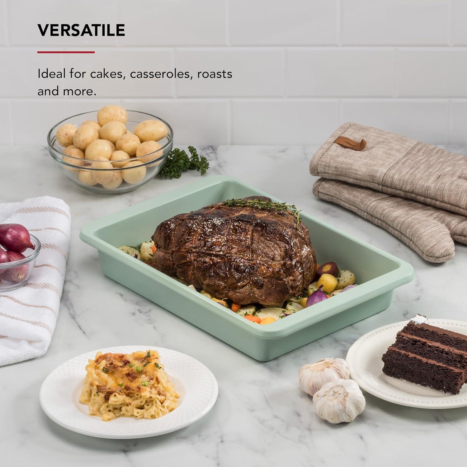 imageKitchenAid Nonstick Swiss Engineered Aluminized Steel Cake Pan Dishwasher Safe Pistachio 9 x 13 InchPistachio