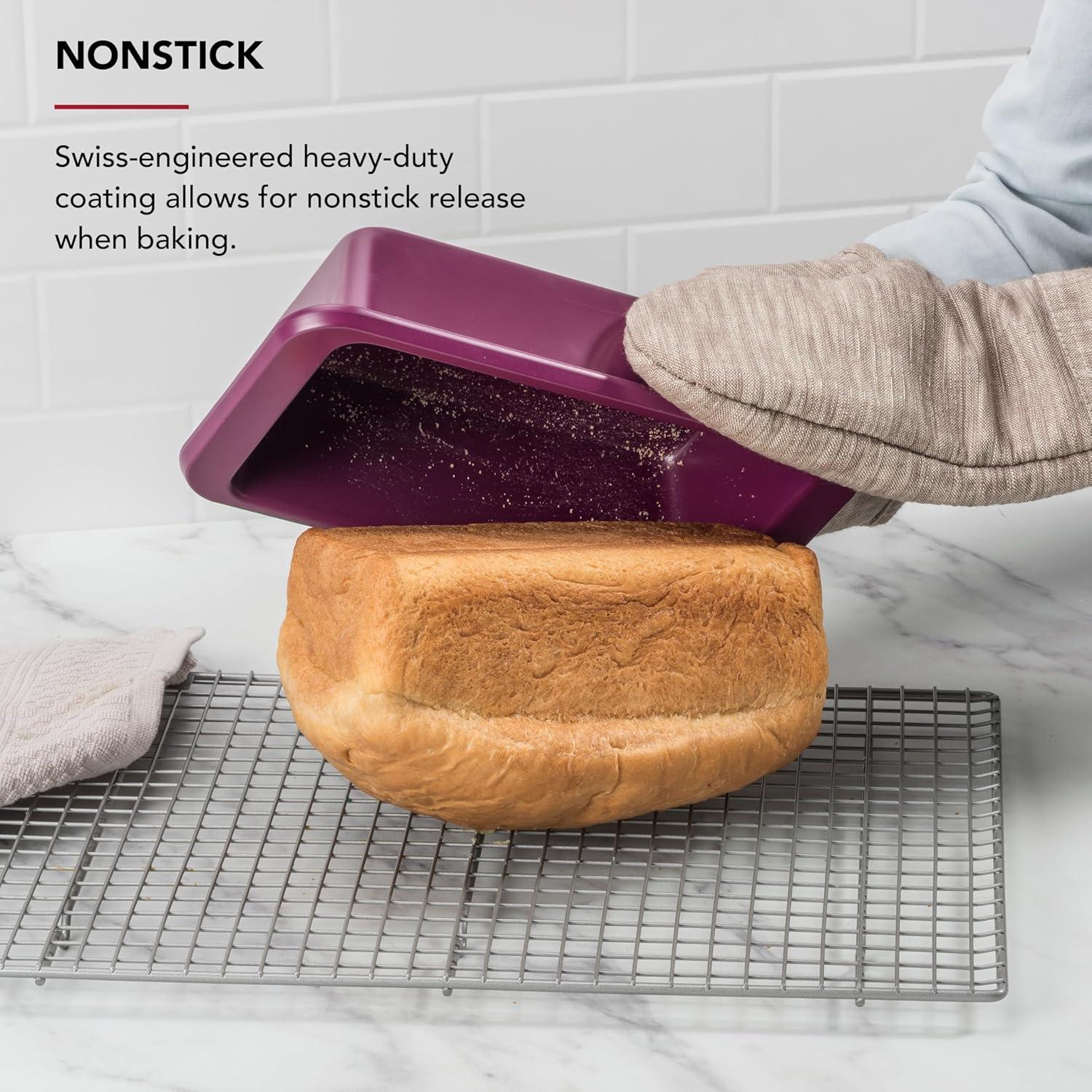 imageKitchenAid Nonstick Swiss Engineered Aluminized Steel Loaf Pan Dishwasher Safe 9 x 5 Inch Ink BlueBeetroot