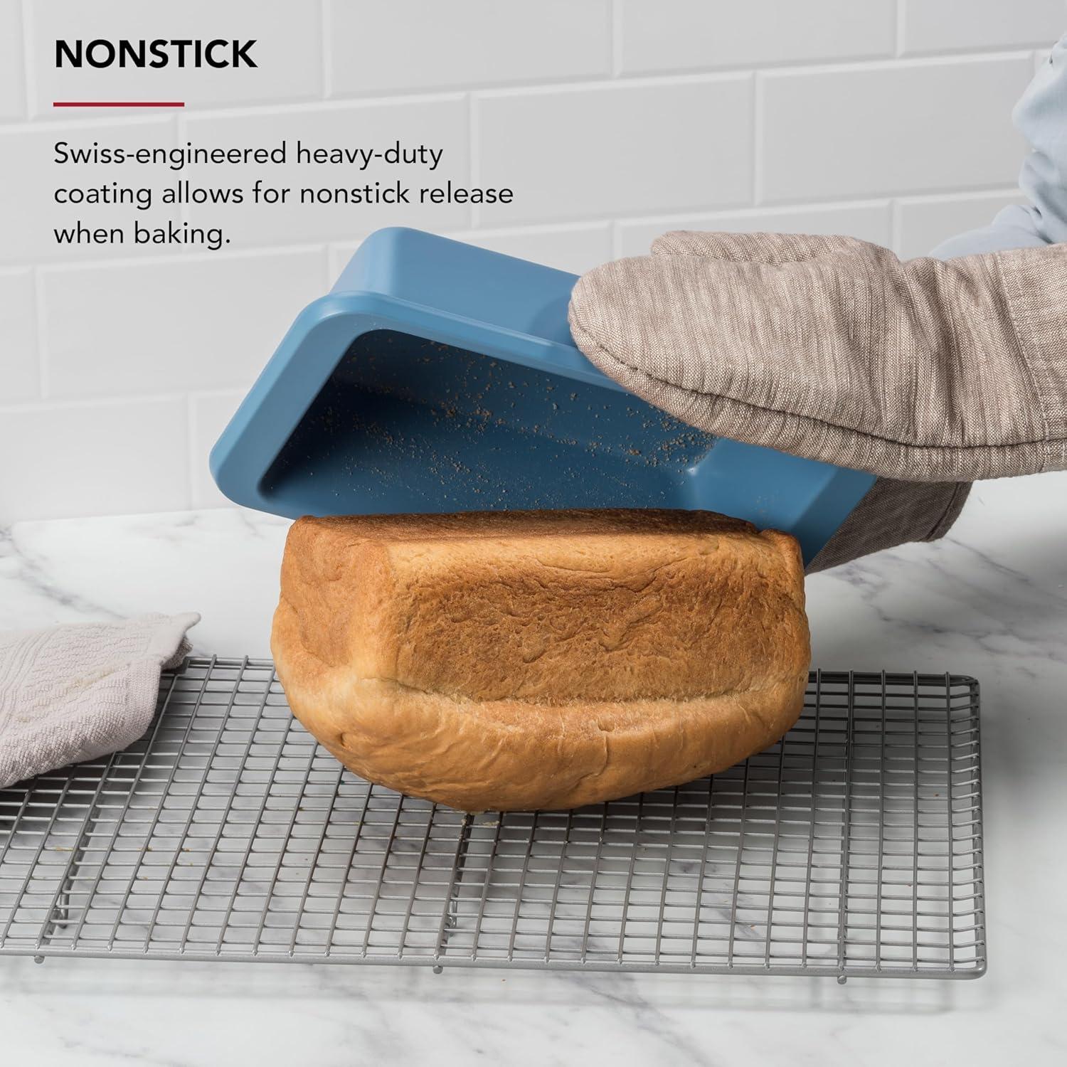 imageKitchenAid Nonstick Swiss Engineered Aluminized Steel Loaf Pan Dishwasher Safe 9 x 5 Inch Ink BlueBlue Velvet