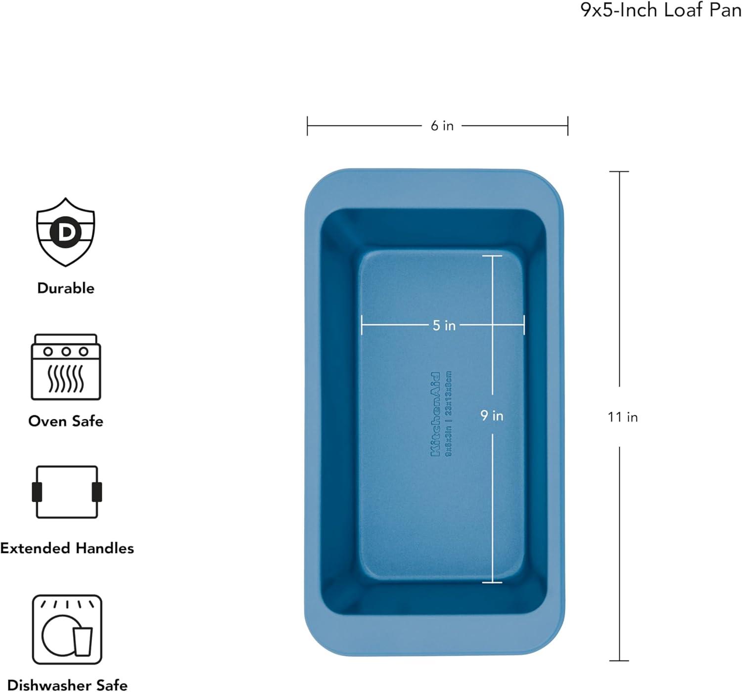 imageKitchenAid Nonstick Swiss Engineered Aluminized Steel Loaf Pan Dishwasher Safe 9 x 5 Inch Ink BlueBlue Velvet