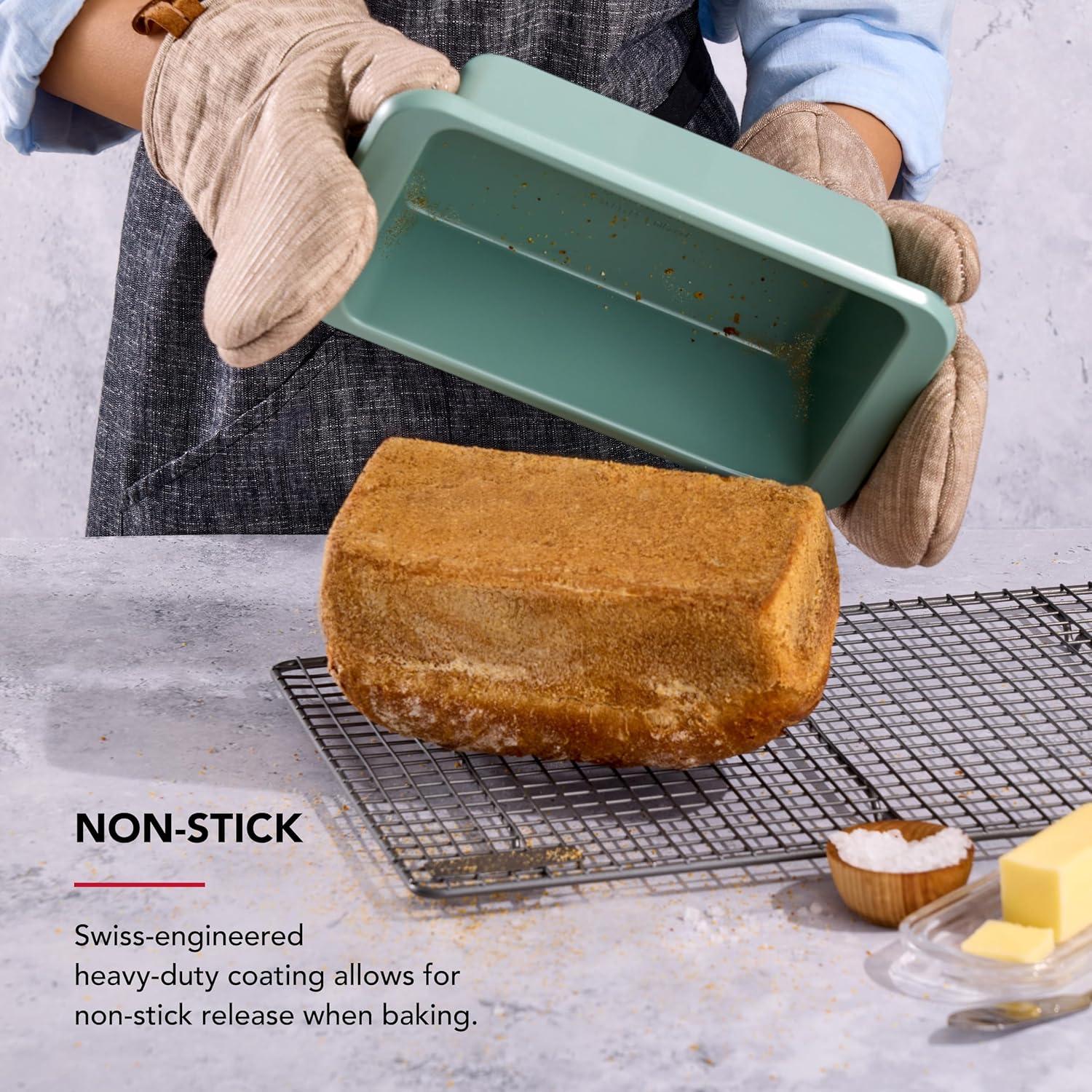 imageKitchenAid Nonstick Swiss Engineered Aluminized Steel Loaf Pan Dishwasher Safe 9 x 5 Inch Ink BlueCardamom