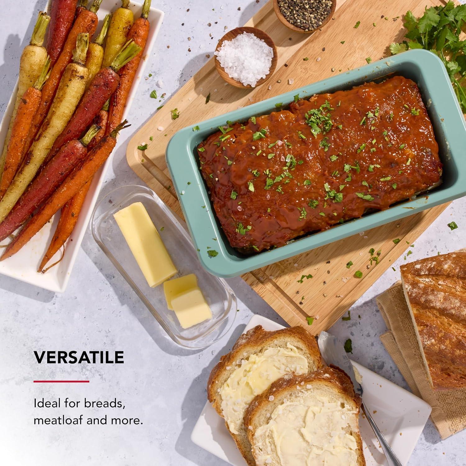 imageKitchenAid Nonstick Swiss Engineered Aluminized Steel Loaf Pan Dishwasher Safe 9 x 5 Inch Ink BlueCardamom