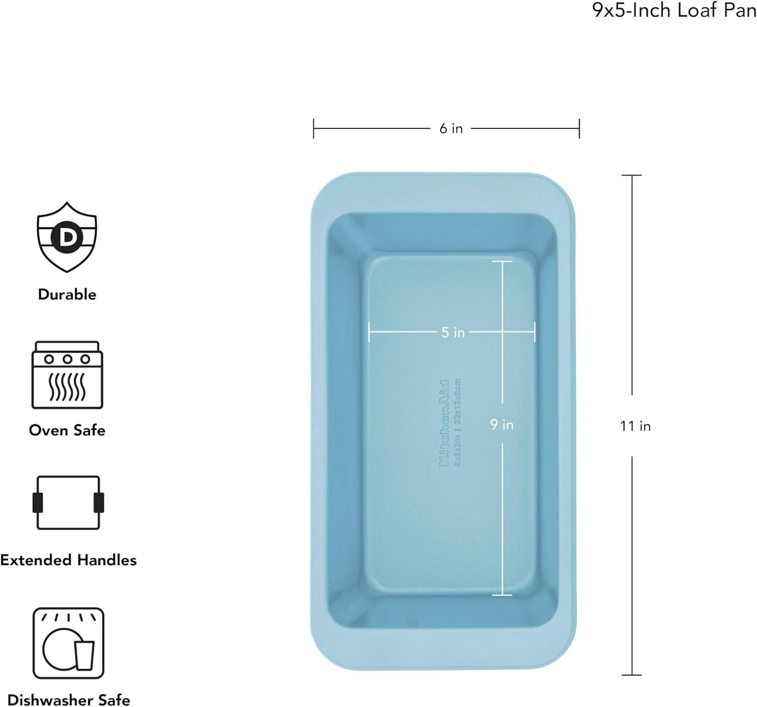imageKitchenAid Nonstick Swiss Engineered Aluminized Steel Loaf Pan Dishwasher Safe 9 x 5 Inch Ink BlueMineral Water