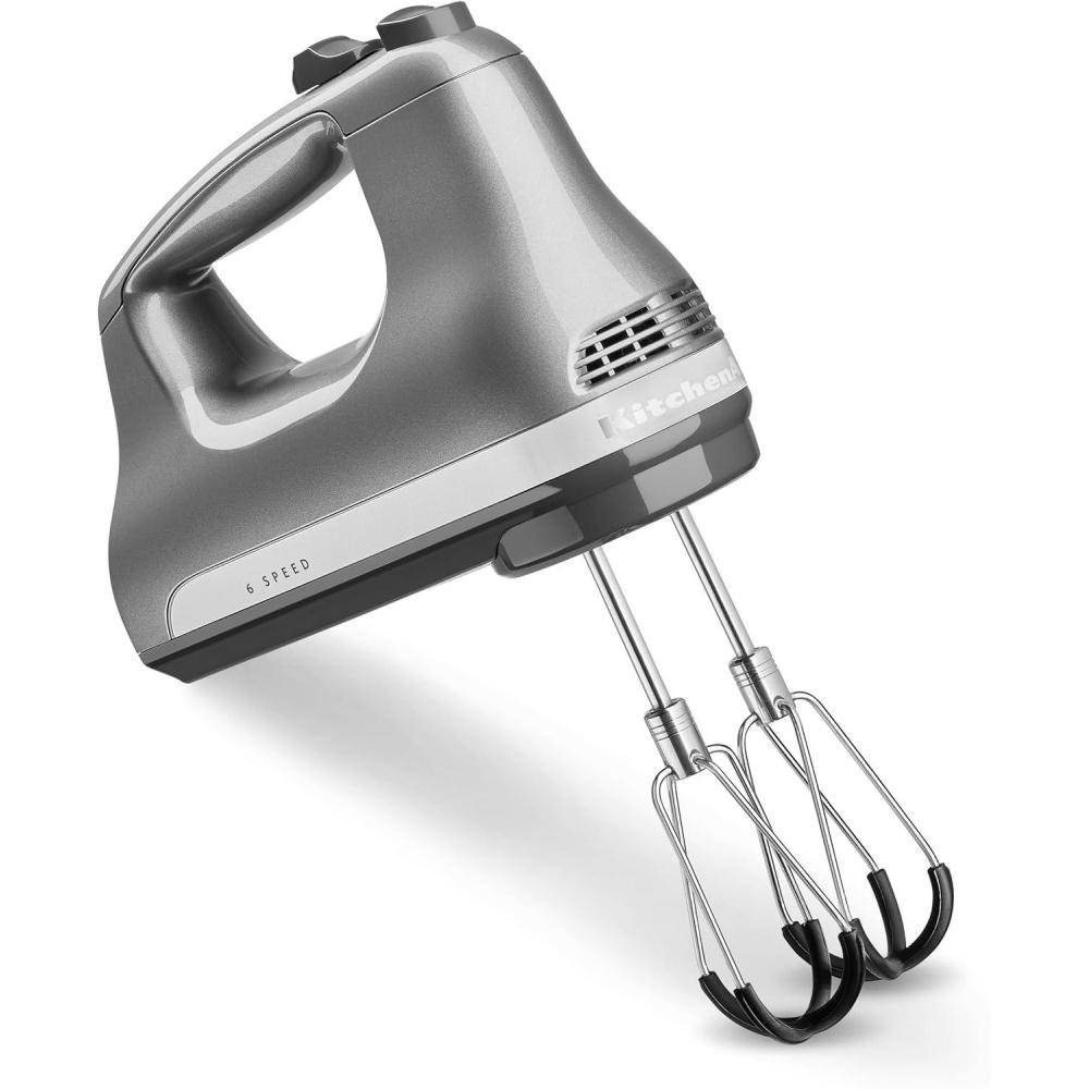 imageKitchenAid 6 Speed Hand Mixer with Flex Edge Beaters KHM6118Contour Silver