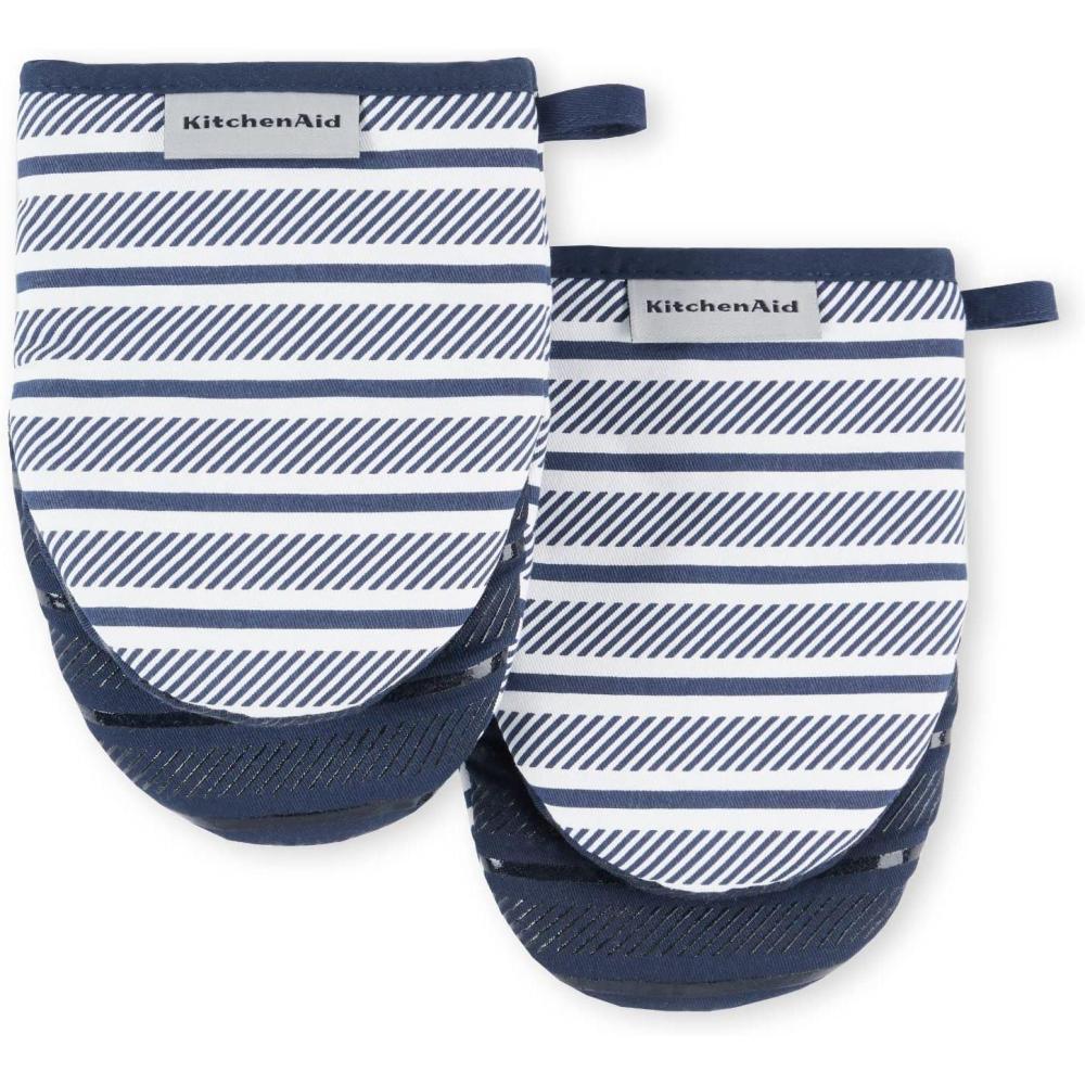 imageKitchenAid Albany Mini Oven Mitt 2Pack Set Ink Blue 55quotx8quotInk Blue