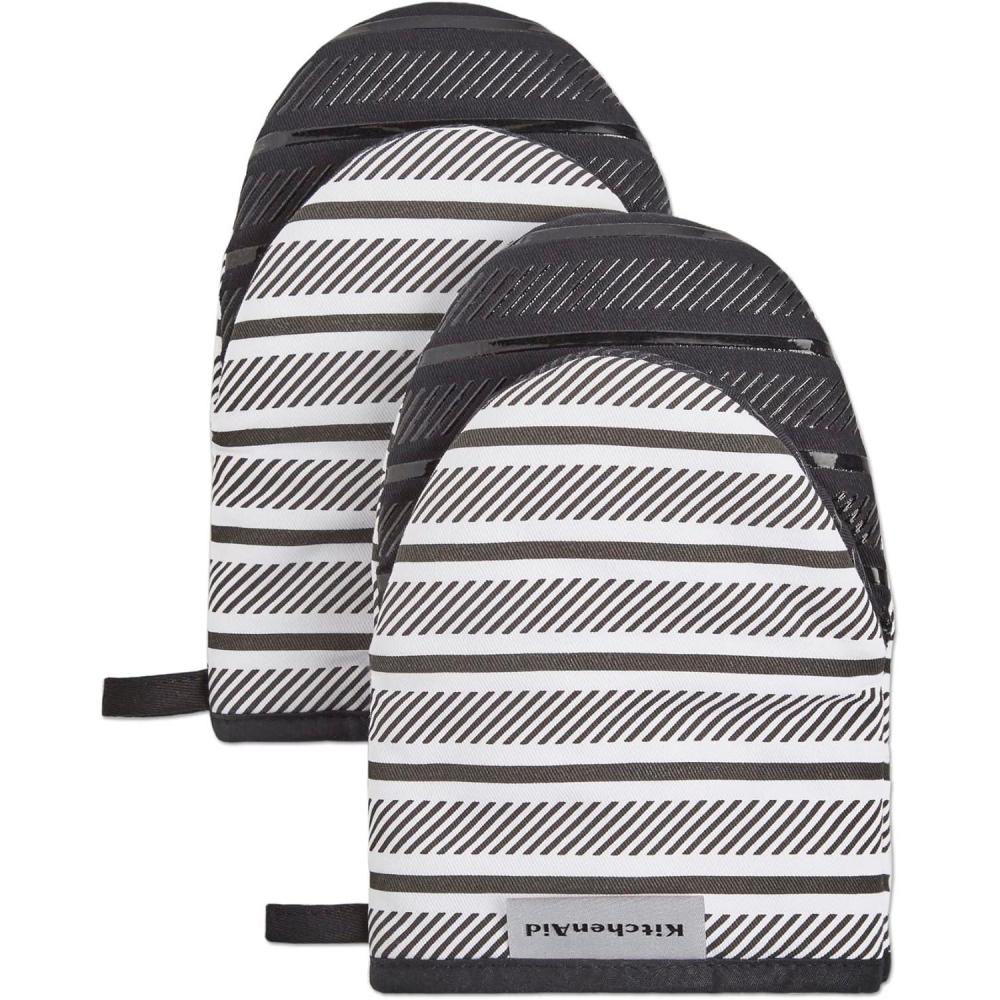 imageKitchenAid Albany Mini Oven Mitt 2Pack Set Ink Blue 55quotx8quotMatte Black