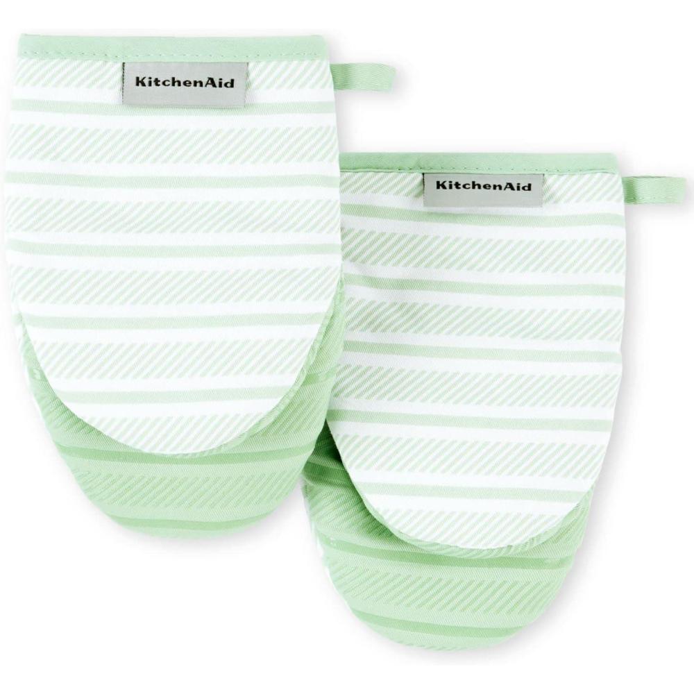 imageKitchenAid Albany Mini Oven Mitt 2Pack Set Ink Blue 55quotx8quotPistachio