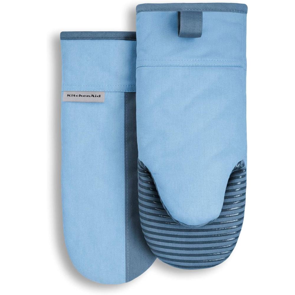 imageKitchenAid Beacon TwoTone NonSlip Oven Mitt Set Aqua Sky 575quotx13quot 2 PieceBlue VelvetBlue Heaven
