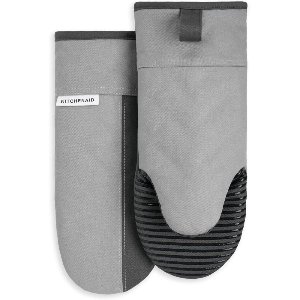 imageKitchenAid Beacon TwoTone NonSlip Oven Mitt Set Aqua Sky 575quotx13quot 2 PieceCool GreyFrost Grey