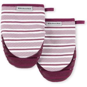 KitchenAid Albany Mini Oven Mitt 2-Pack Set, Ink Blue, 5.5″x8″(Beet)