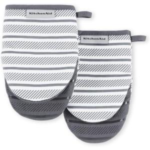 KitchenAid Albany Mini Oven Mitt 2-Pack Set, Ink Blue, 5.5″x8″(Charcoal Grey)