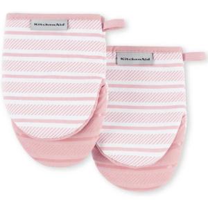 KitchenAid Albany Mini Oven Mitt 2-Pack Set, Ink Blue, 5.5″x8″(Dried Rose)
