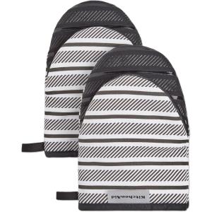 KitchenAid Albany Mini Oven Mitt 2-Pack Set, Ink Blue, 5.5″x8″(Matte Black)