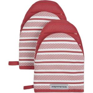 KitchenAid Albany Mini Oven Mitt 2-Pack Set, Ink Blue, 5.5″x8″(Passion Red)