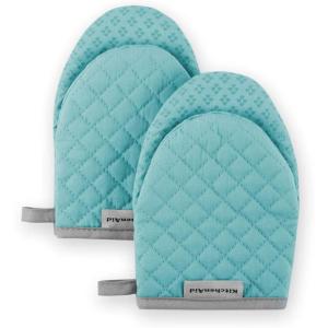 KitchenAid Asteroid Mini Oven Mitt Set, 5.5″x8″, Aqua, 2 Piece(Aqua Sky)