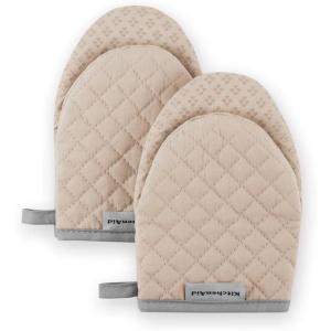 KitchenAid Asteroid Mini Oven Mitt Set, 5.5″x8″, Aqua, 2 Piece(Milkshake Tan)