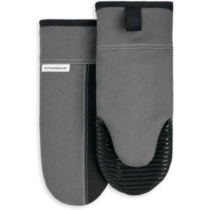 KitchenAid Beacon Two-Tone Non-Slip Oven Mitt Set, Aqua Sky, 5.75″x13″, 2 Piece(Contour Silver/Matte Black)
