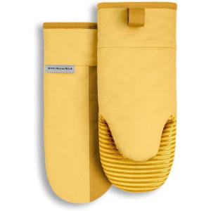 KitchenAid Beacon Two-Tone Non-Slip Oven Mitt Set, Aqua Sky, 5.75″x13″, 2 Piece(Majestic Yellow)