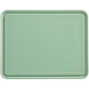 KitchenAid Classic Plastic Cutting Board with Perimeter Trench and Non Slip Edges, Dishwasher Safe, 11 x 14 inch, Scorched Orange(Green)