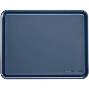 KitchenAid Classic Plastic Cutting Board with Perimeter Trench and Non Slip Edges, Dishwasher Safe, 11 x 14 inch, Scorched Orange(Ink Blue)