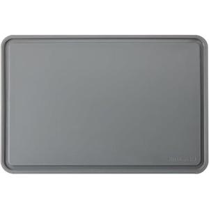 KitchenAid Classic Plastic Cutting Board with Perimeter Trench and Non Slip Edges, Dishwasher Safe, 8 x 10 inch, Scorched Orange(Gray)